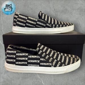 Versace Sneakers Men's Size 43 (US 10) Black-White Low Top Tessuto Sneaker